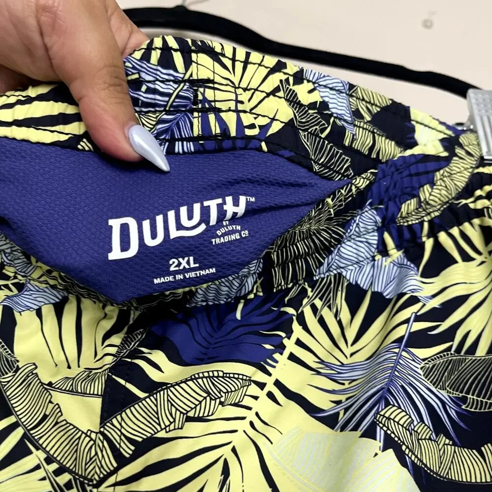 Duluth‎ Mens Lined Mesh Palm Pull On Ruched Waist Swim trunks Sz 2XL